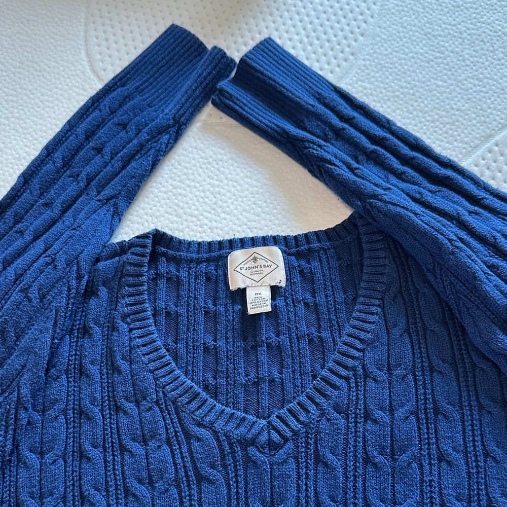 St. John's Bay Women's V-Neck Sweater - Deep Blue